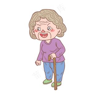 重阳节老奶奶手绘卡通