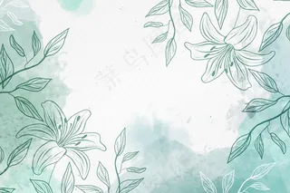 手绘背景与粉彩花复制空间