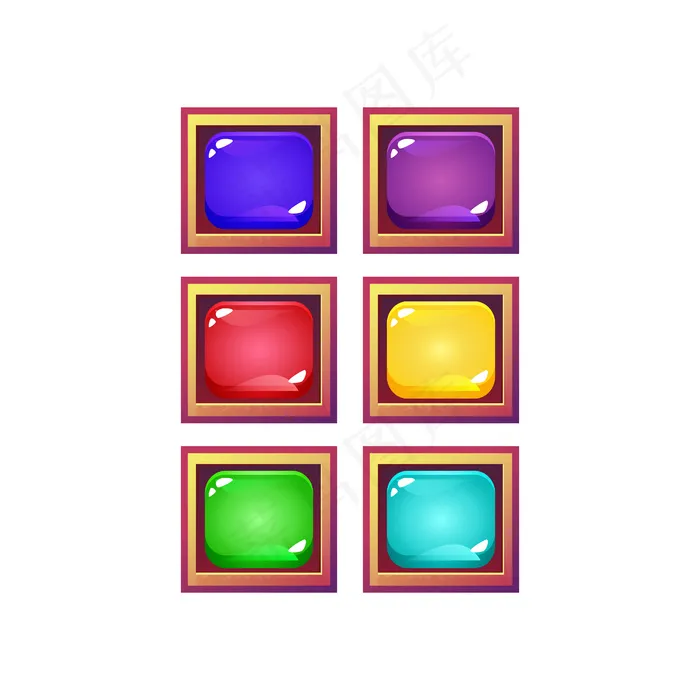一套彩色果冻游戏界面eps,ai矢量模版下载