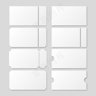 音乐会或电影院的白色空白票