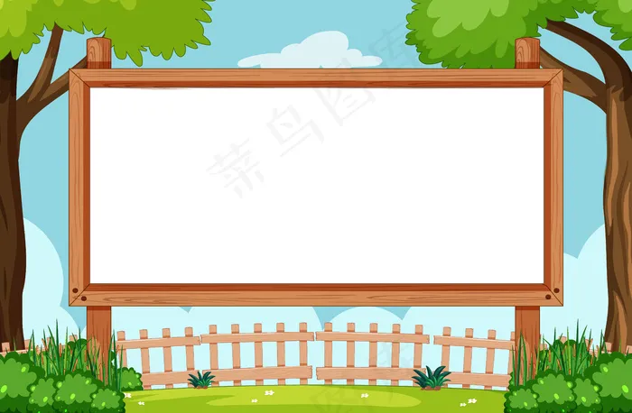 自然场景中的空白木架eps,ai矢量模版下载