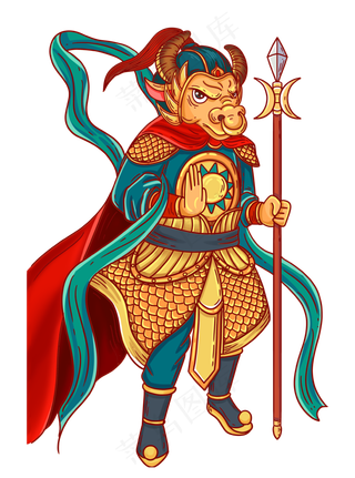 2021国潮牛年门神