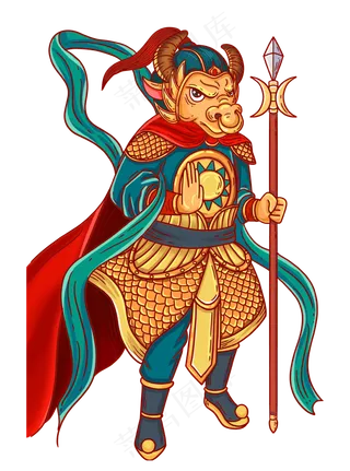 2021国潮牛年门神