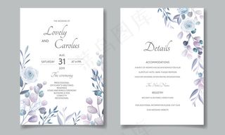 婚礼请柬套装模板，带漂亮的花框