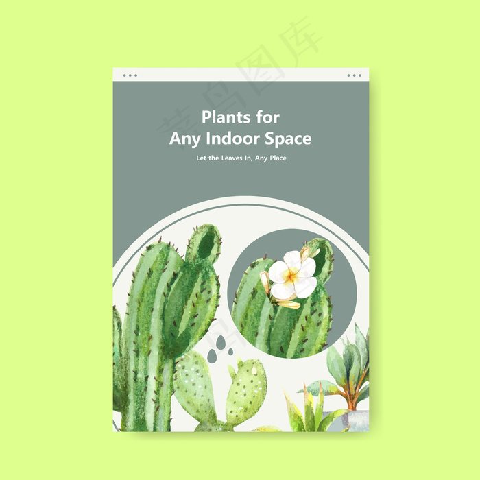 有关夏季植物和室内植物的信息，为宣传单,DM传单，小册子水彩插图模板设计eps,ai矢量模版下载