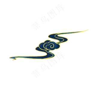 国潮风金边蓝色祥云