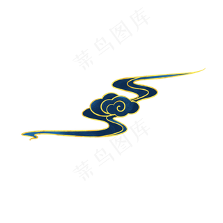 国潮风金边蓝色祥云