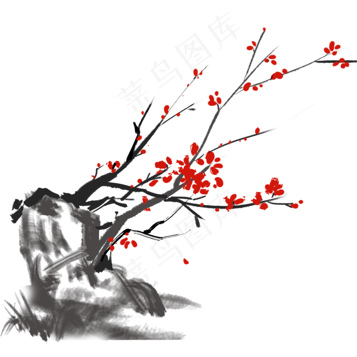 水墨中国风古风梅花(2000X2000(DPI:300))psd模版下载