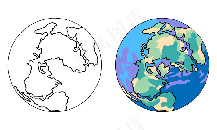 儿童手绘地球彩页eps,ai矢量模版下载