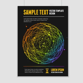 抽象彩虹球体在黑色背景上的大小。发光点在圆圈内。连接概念