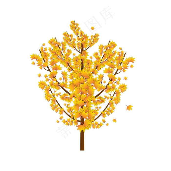 金色秋天枫树矢量元素