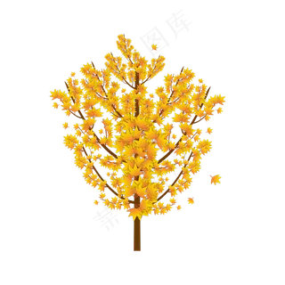 金色秋天枫树矢量元素