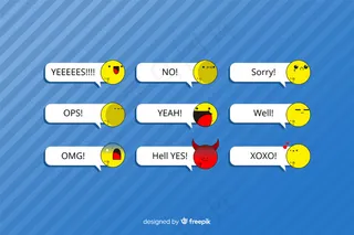 蓝色背景上带有表情符号的邮件