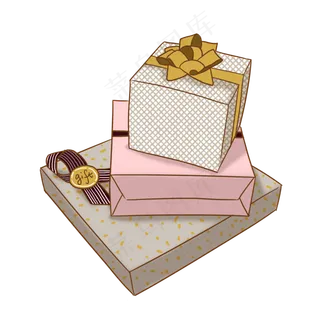 一组文艺手绘礼盒PNG免抠素材