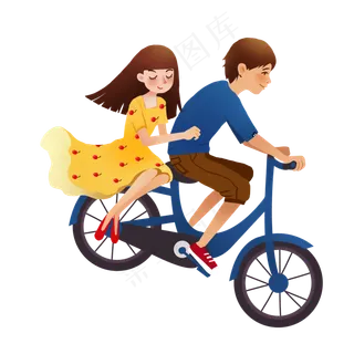 骑行的情侣浪漫图案元素