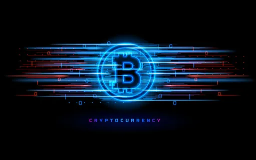 加密货币概念孤立于黑色