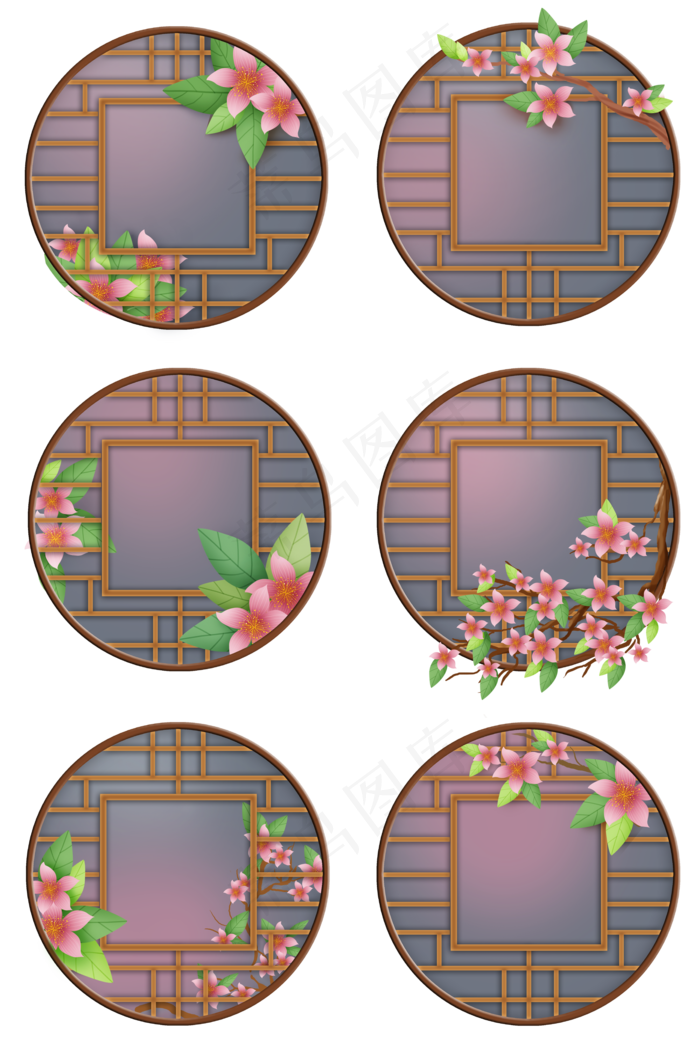 中国风木质窗格窗框(2000X3020(DPI:300))psd模版下载