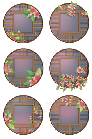 中国风木质窗格窗框