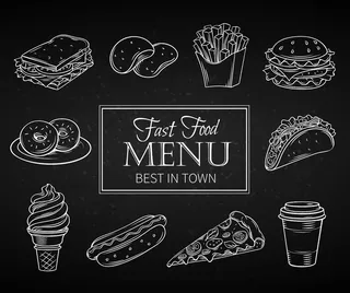 手绘图标快餐。