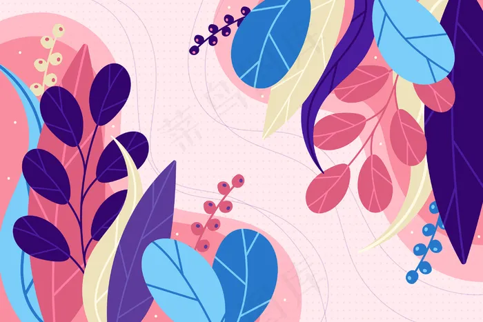 平面抽象花卉背景eps,ai矢量模版下载