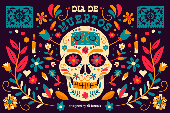 手绘día de muertos背景
