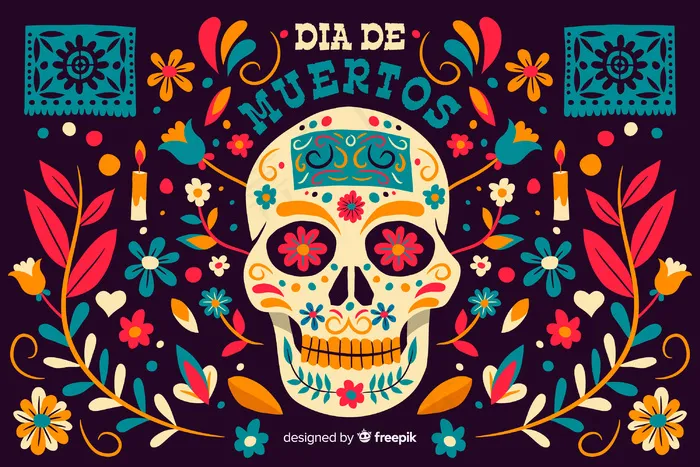 手绘día de muertos背景eps,ai矢量模版下载