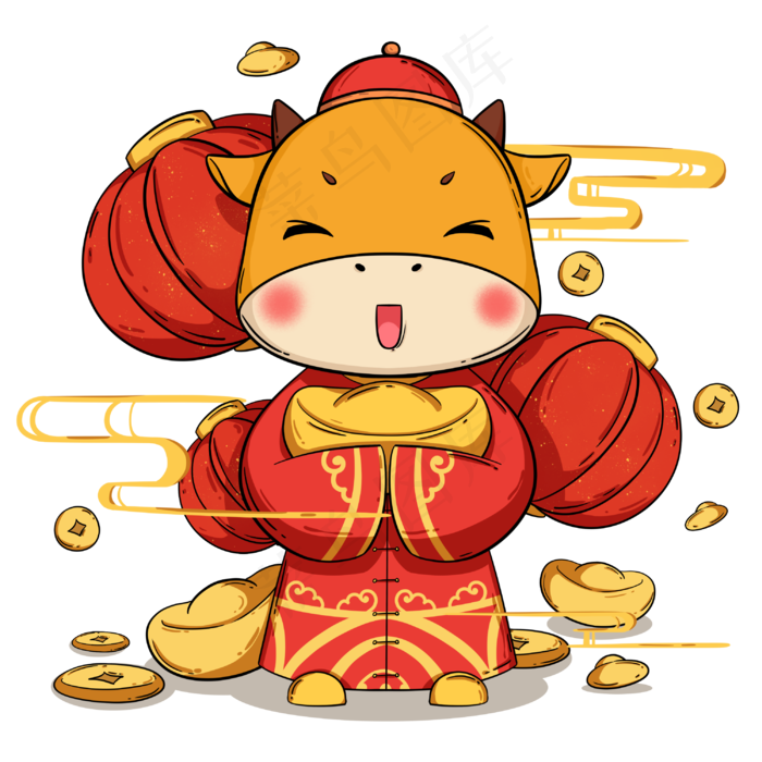 2021年春节红色喜庆牛年(3000X3000(DPI:299))psd模版下载