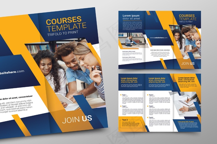 抽象三折页小册子模板设计