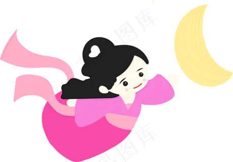 中秋节嫦娥奔月卡通简约