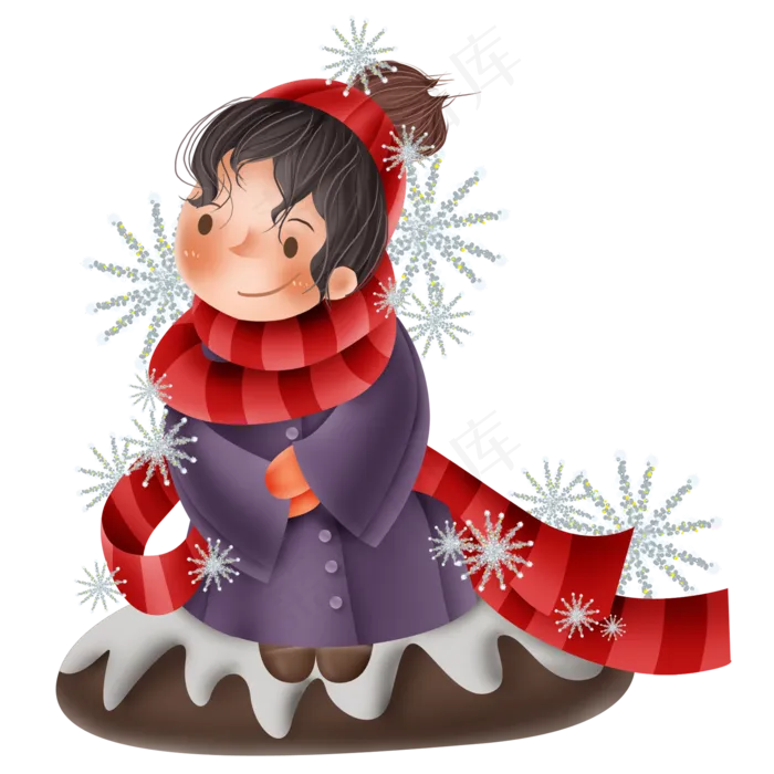 冬季下雪天的儿童(2000X2000(DPI:300))psd模版下载