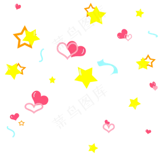 卡通可爱星星飞舞七夕