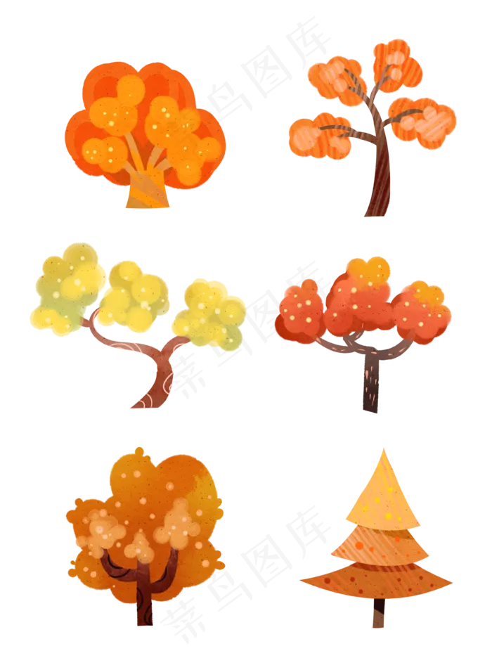 秋天树木手绘卡通元素(2048X2738(DPI:150))psd模版下载