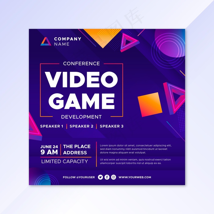 渐变视频游戏宣传单,DM传单模板