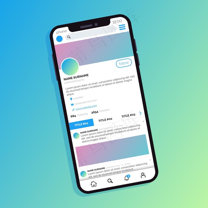 Twitter界面概念eps,ai矢量模版下载
