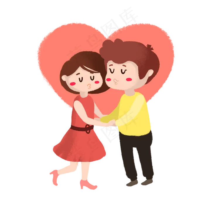 七夕情侣亲吻卡通(2000X2000(DPI:300))psd模版下载