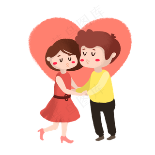 七夕情侣亲吻卡通