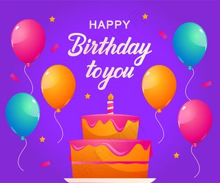 有气球和生日蛋糕的生日派对背景