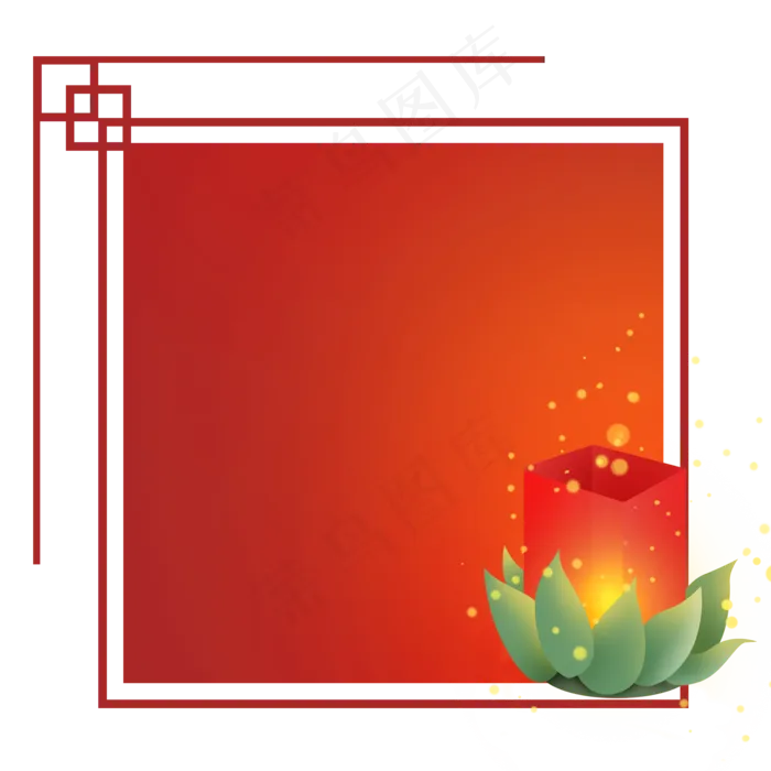 古风红色文字框(2000X2000(DPI:299))psd模版下载