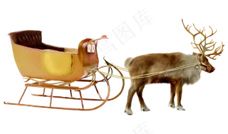 圣诞节麋鹿拉车图
