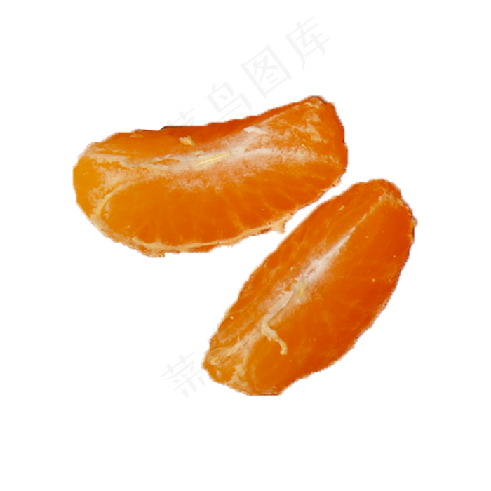 两片新鲜美味的橘子