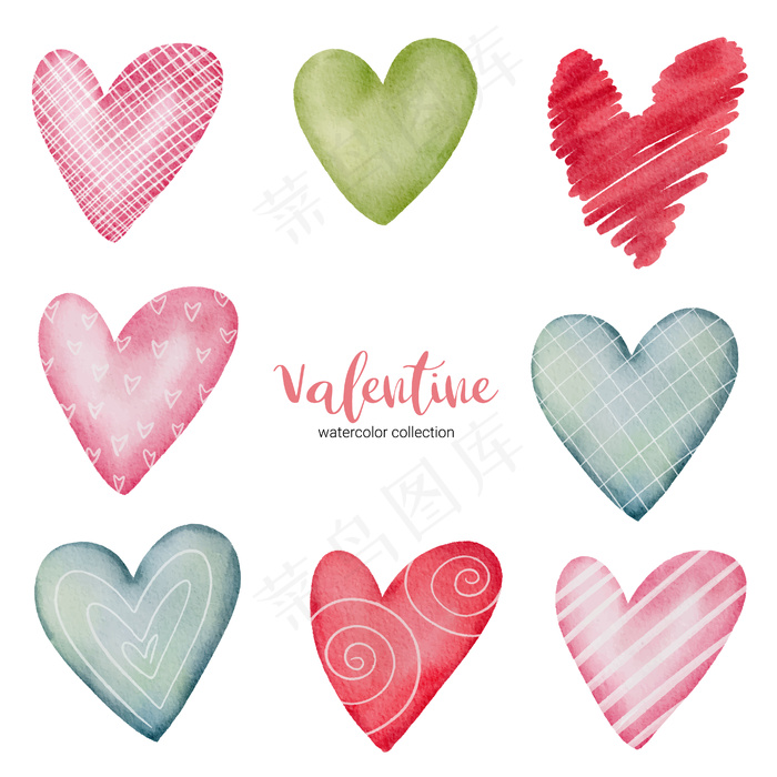 收藏多色心形插图。