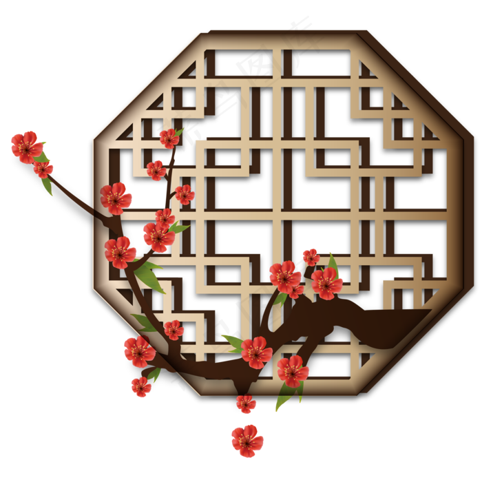 中式传统窗户装饰(2000*2000px 300 dpi )ai矢量模版下载