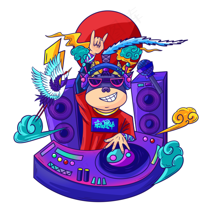 涂鸦风新年牛年元素