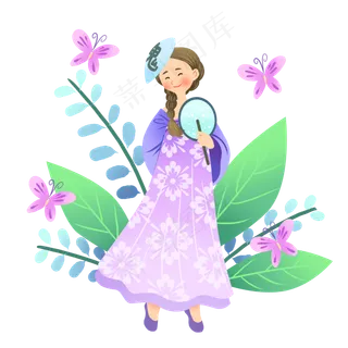 中元节拿扇子女孩