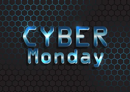 六边形图案上带有金属文字的网络星期一横幅banner 六边形图案上带有金属文字的网络星期一横幅banner