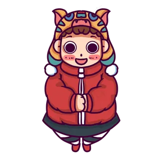 拜年恭喜的小女生