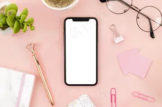 带眼镜的平板智能手机模型样机