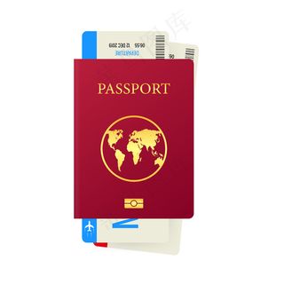 护照和登机牌用白色隔离