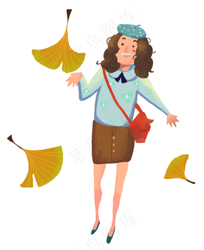 秋分落叶女孩