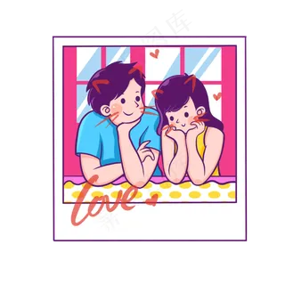 夏日拍立得涂鸦情侣